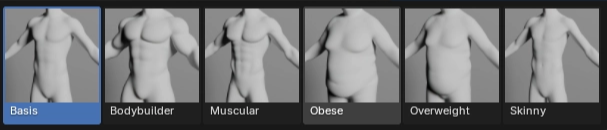 Male Avatar Creator body presets