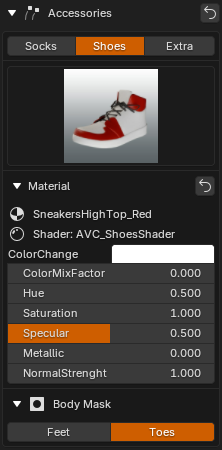 Avatar Creator Accessories panel