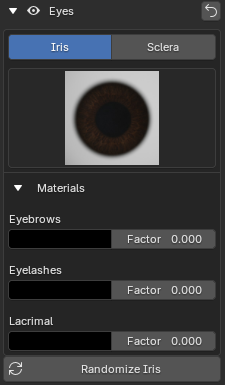 Avatar Creator Eyes panel