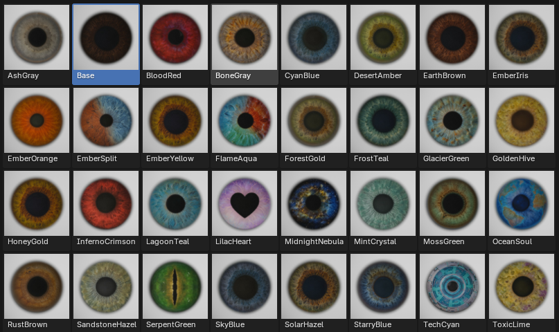 Avatar Creator iris preset library
