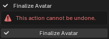 Avatar Creator Finalize Avatar panel