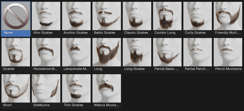 Avatar Creator beard presets