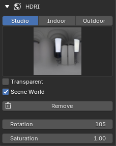 Avatar Creator HDRI panel