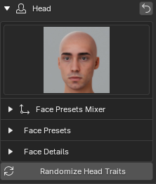 Avatar Creator Head panel