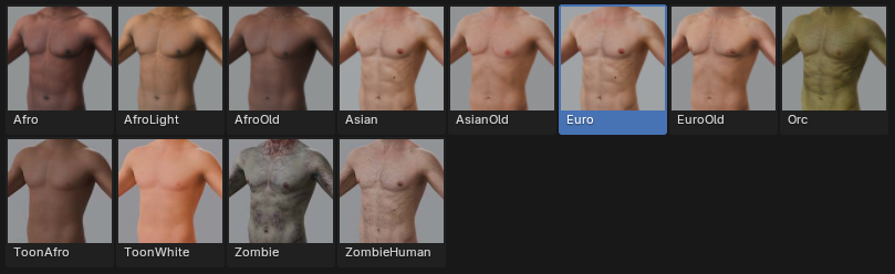 Avatar Creator body skin presets