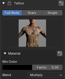 Avatar Creator Tattoo panel