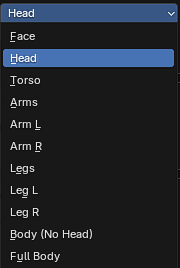 Avatar Wrap body part and wrap type options