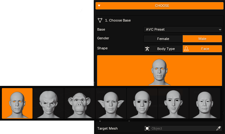 Avatar Wrap Face preset browser