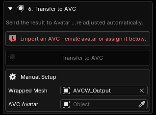 Transfer to AVC Manual Setup state